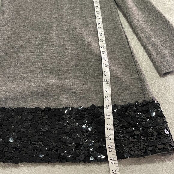 Vera Wang Long Sleeve Wool Dress Sequin Hem Size 8 - Picture 12 of 14